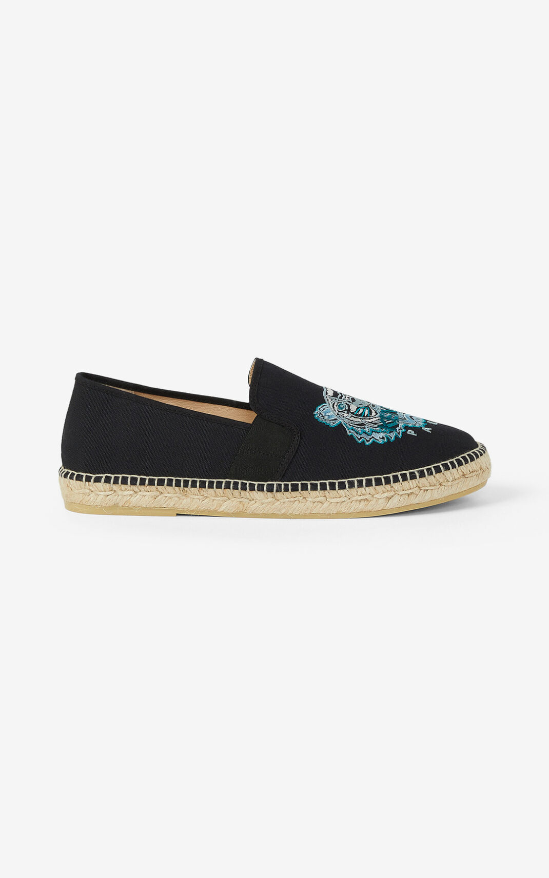 Espadrille Kenzo Tiger stretch Toile Homme Noir | VYBU-57931